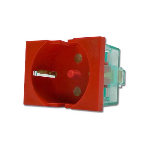 Modulo Toma Schuko Polarizado P/Energia Estabilizada - Rojo