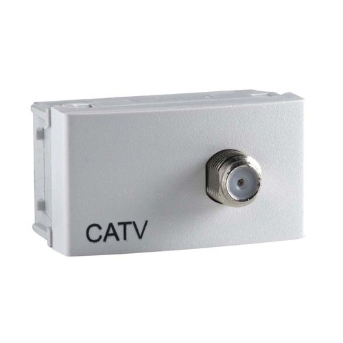 Toma C.A.T.V. Normal Pasante Base Blanco