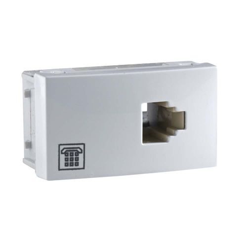 Toma Telefono Americano 6P. 4C. Base Blanco
