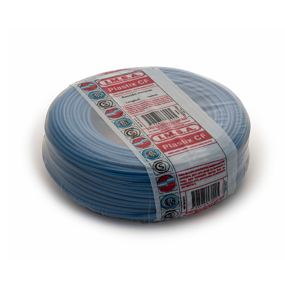 Rollo de Cable Unipolar 1x2,5mm² Celeste PVC x 100 mts - Pelba