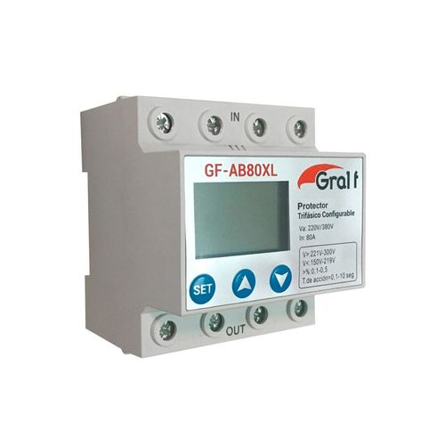 Protector De Tension Trifasico Configurable Con Voltimetro Y Neutro 80A