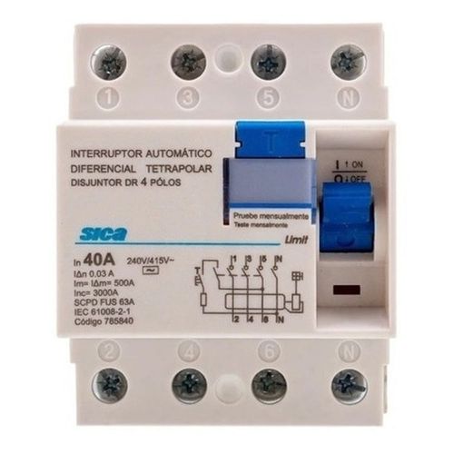 Disyuntor Diferencial Sica 4X40A Tetrapolar 30Ma 785840