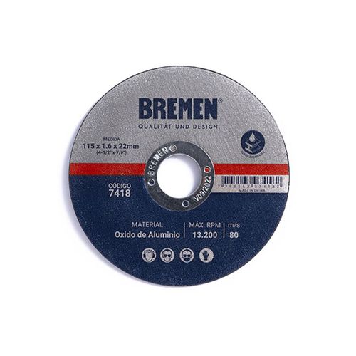 Disco Corte Amoladora Metal Bremen 115 X 1,6 Mm