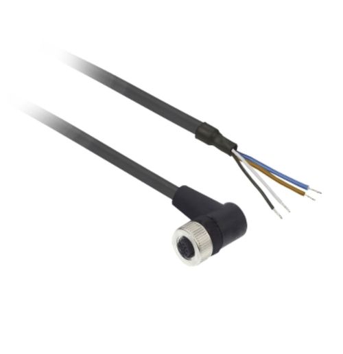 Conectores precableados XZ, acodados hembra, M12, 4 pines, cable PUR 2 m