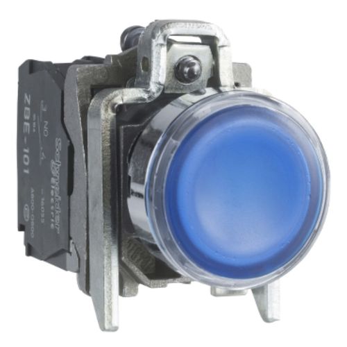 Pulsador Luminoso Led 24Vca/Cc 1Na+1Nc Azul