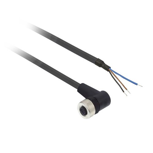 Conectores Precableados Xz, Acodados Hembra, M12, 3 Pines, Cable Pur 5 M
