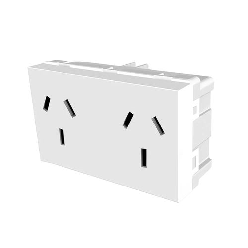 Tomacorriento Doble Blanco Bipolar + Tierra 250Vca 2X10A