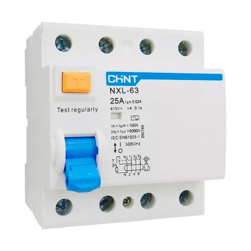 Diferencial Tetrapolar Chint Nxl, 25A - 30Ma - Clase Ac - 6Ka