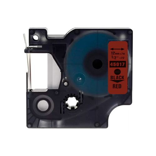 Cinta D1 Plastico Rojo Letra Negra 12Mm X 7M