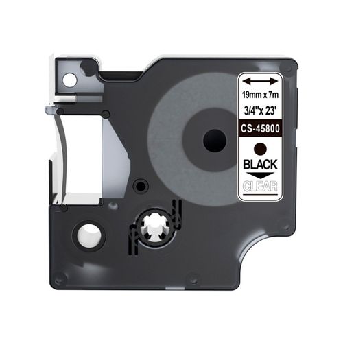 Cinta Laminada D1 Plastico Transparente Letra Negra 19Mm X 7M