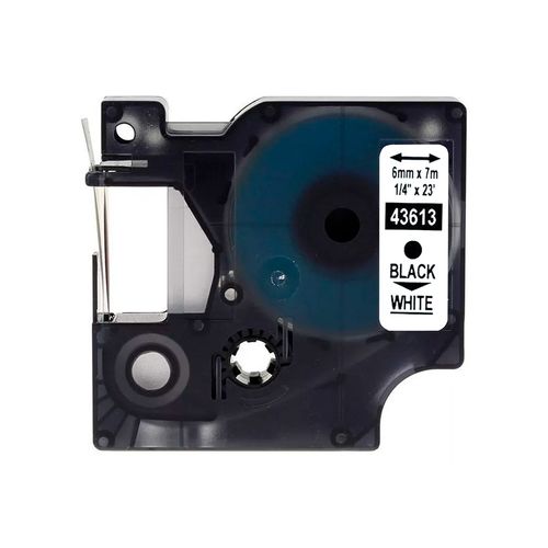 Cinta D1 Plastico Blanco Letra Negra 6Mm X 7M