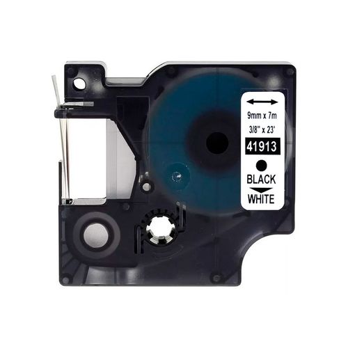 Cinta D1 Plastico Blanco Letra Negra 9Mm X 7M
