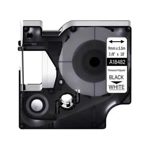Cinta Poliester Permanente Blanco Letra Negra 9Mm X 5,5M