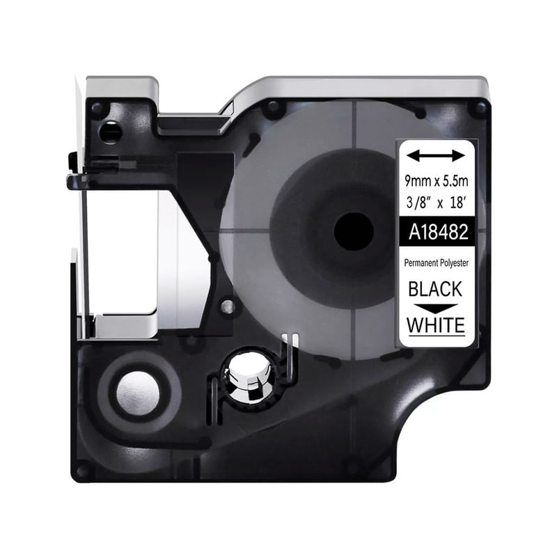 Cinta-Poliester-Permanente-Blanco-Letra-Negra-9Mm-X-55M