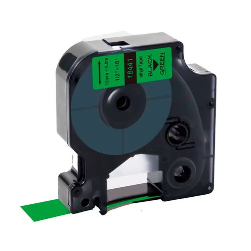 Cinta Rhino Vinilo Verde Letra Negra 12Mm X 5,5M