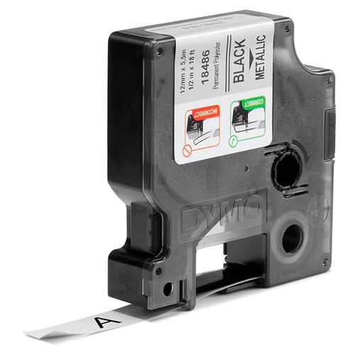 Cinta Poliester Metalizada Letra Negra 12Mm X 5,5M
