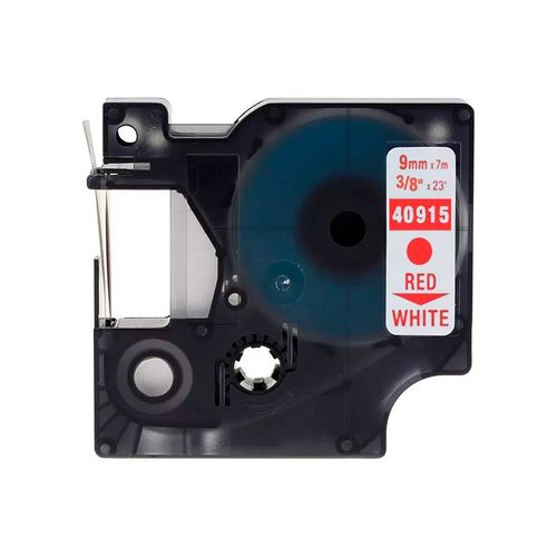 Cinta D1 Plastico Blanco Letra Roja 9Mm X 7M